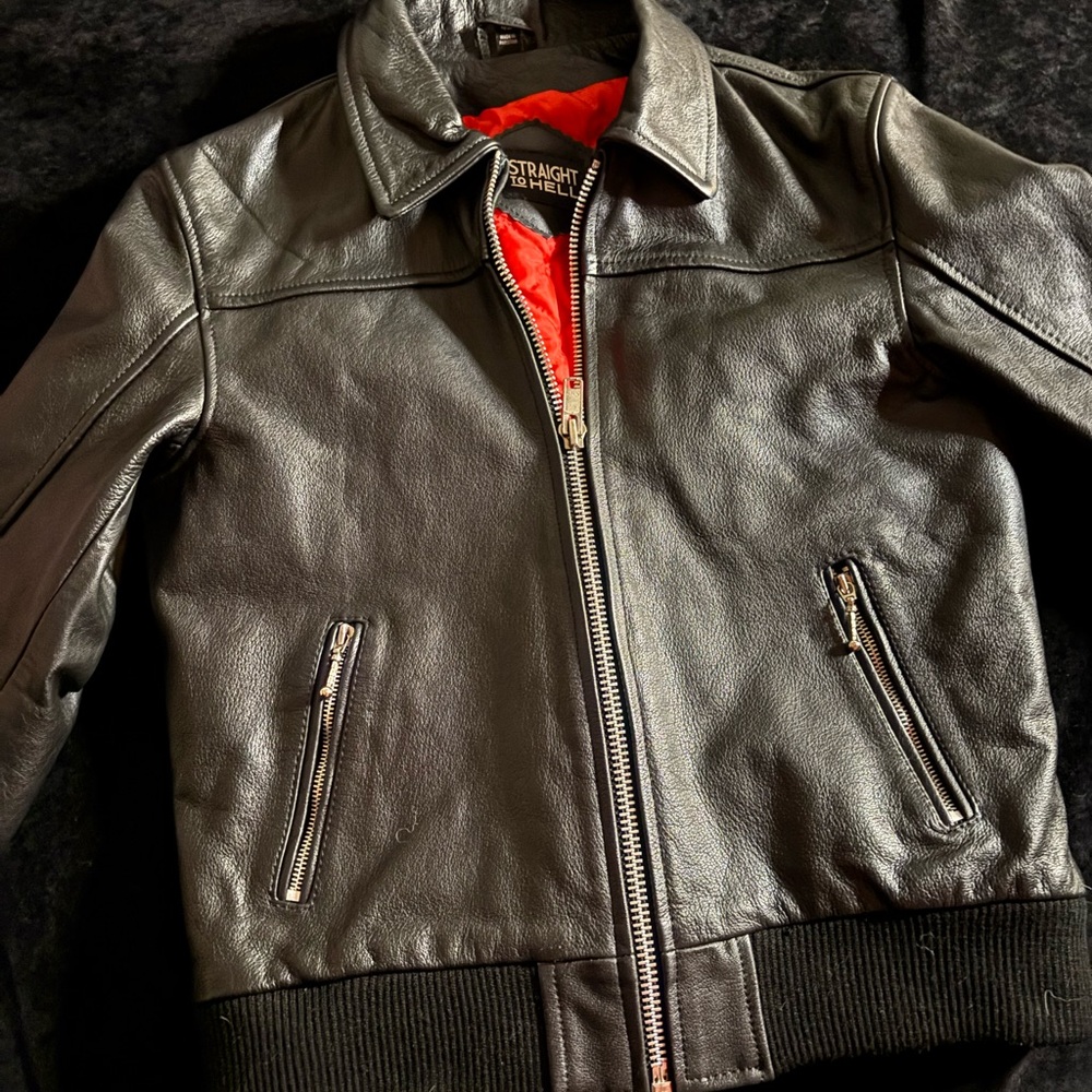 Straight To Hell Men's Black Leather Jacket